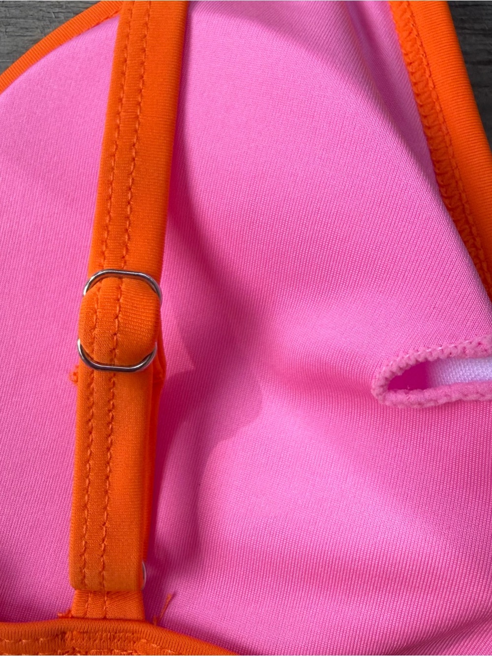 Color-Block Orange & Pink Triangle Bikini Top - Picture 4 of 4